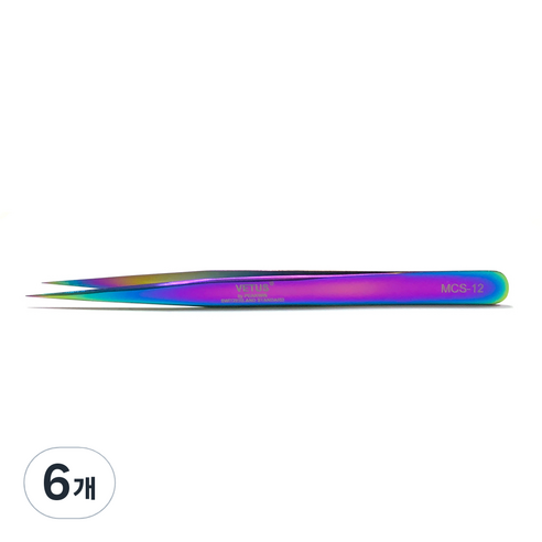 비투스 속눈썹 핀셋 MCS-12, 레인보우, 6개