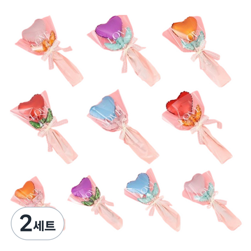 살림여왕 풍선 꽃다발 포장지 10종 세트 랜덤발송, 하트, 2세트
