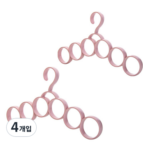 TP 생활용품 멀티기능 스카프 넥타이 옷걸이, 핑크, 4개