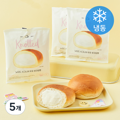 노티드 시그니처 우유 생크림빵 (냉동), 140g, 5개, 3개입
