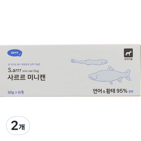 동원아르르 강아지 사르르 미니캔 독 30g 6p, 연어 + 황태, 180g, 2개
