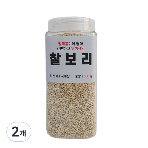 대한농산 통에담은 찰보리, 800g, 2개