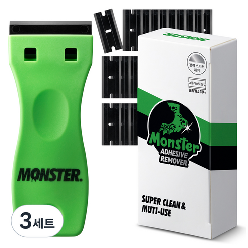 몬스터클리어겔 교체형 멀티 스크래퍼 + 리필날 10p x 3개 세트, 3세트