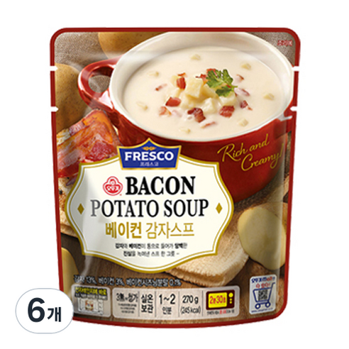 오뚜기 프레스코 상온 베이컨 감자스프, 270g, 6개
