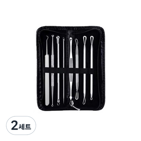 스테인리스 피지압출기 파우치 8종 세트, 혼합 색상, 2세트