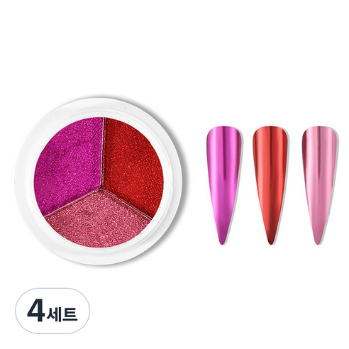 미러 네일파우더 3종 세트, 4세트, KN-A4017