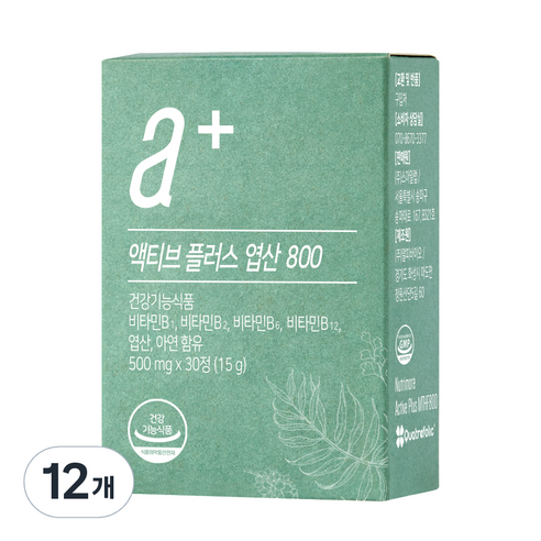 뉴트리모어 액티브 플러스 엽산 800 15g, 30정, 12개