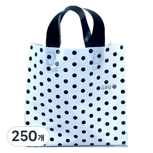 2호 손잡이 비닐봉투 24 x 30+6 cm, 도트화이트블랙, 250개
