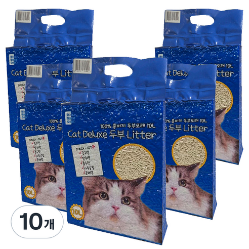 마마쇼 디럭스 가는입자 두부 고양이 모래, 10L, 10개, 베이비파우더향