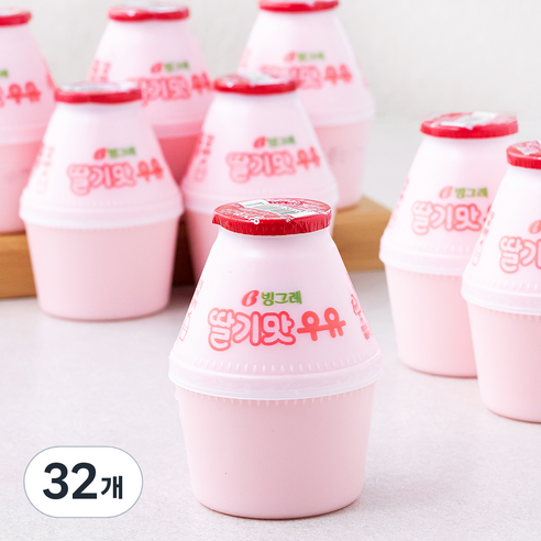 빙그레 딸기맛 우유, 240ml, 32개