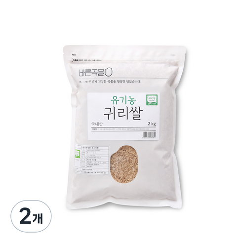 바른곡물 국내산 유기농 귀리쌀, 2kg, 2개
