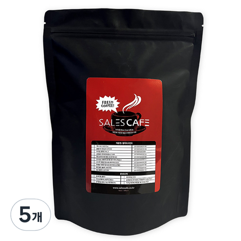 세일즈카페 고소한 대용량 업소용 원두커피 다크 SRBC220FC0500A01, 분쇄안함(W), 500g, 5개