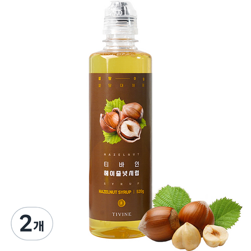 티바인 제로슈가 헤이즐넛 시럽, 520g, 2개
