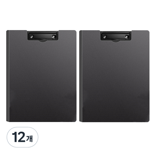 동아피엠에스 심플 커버 클립보드 A4 31.5 x 24 cm, 블랙, 12개