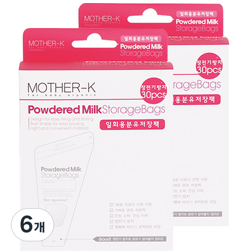 마더케이 일회용 분유 저장팩 240ml, 30매, 6개