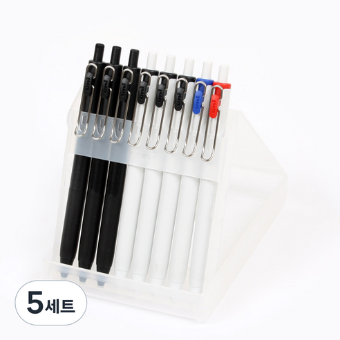 미쓰비시 유니볼원 베이직 볼펜 8p 세트 0.38mm, 블랙, 레드, 블루, 5세트