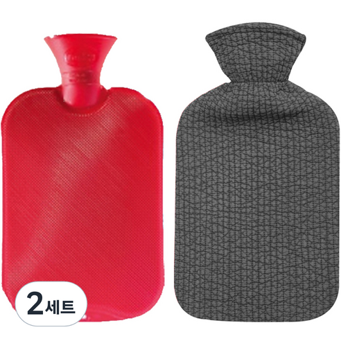 파쉬 양면빗살 핫팩 물주머니 2L 랜덤 발송 + 누빔 면커버 그레이, 2세트