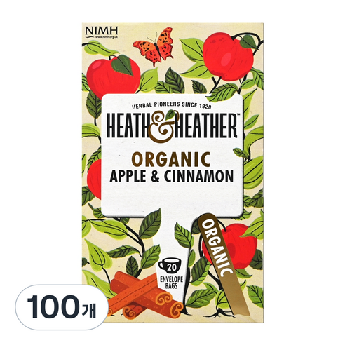 히스앤헤더 오가닉 애플&시나몬 허브티, 2.5g, 100개, 1개