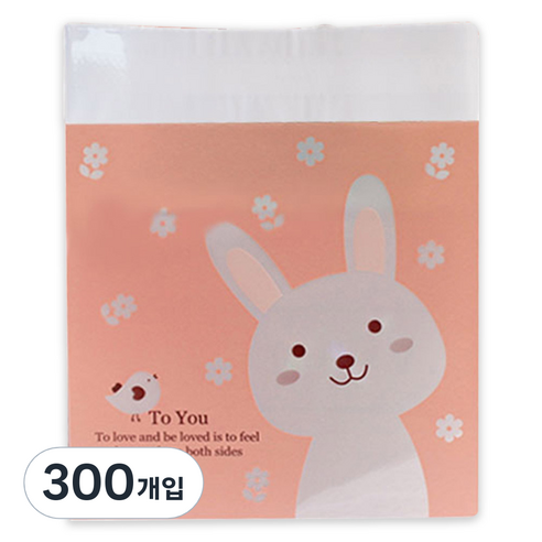 피크닉하우스 접착봉투, 300개입, 토끼