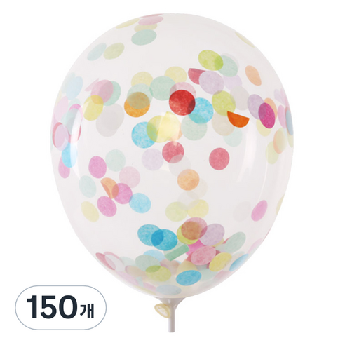 컨페티풍선 30cm, 원형 페이퍼레인보우, 150개