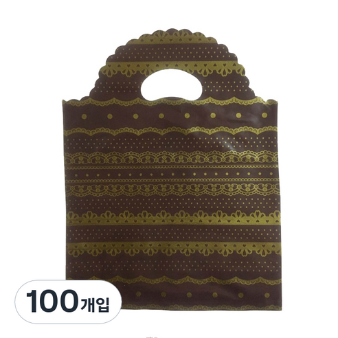 팩스타 손잡이 비닐봉투 PE30 30 x 40 cm, 갈색레이스, 100개입