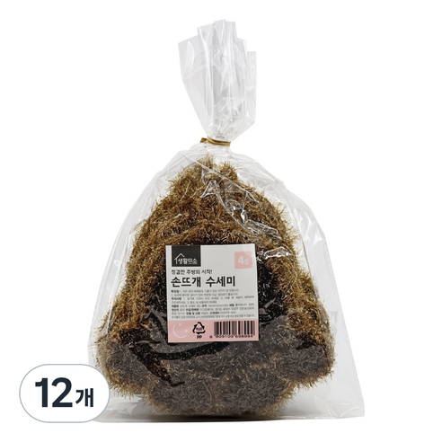 생활미소 곰발바닥 손뜨개 수세미, 1개입, 12개
