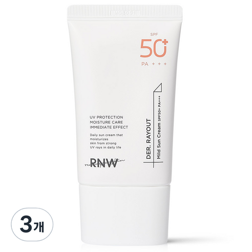 알엔더블유 더 레이아웃 마일드 수분 톤업 선크림, 50ml, 3개