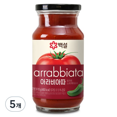 백설 아라비아따 토마토 스파게티 소스, 610g, 5개