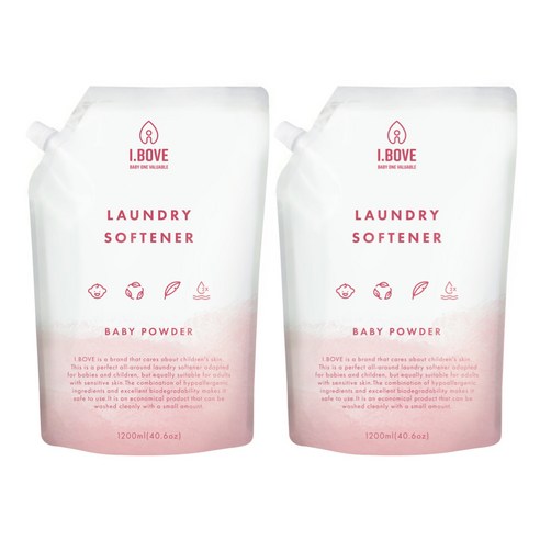 아이보브 유아용 고농축 섬유유연제 베이비파우더 리필, 2개, 1200ml