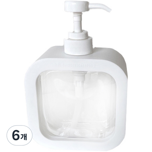 더이쁨 사각 투명용기 500ml, 화이트, 6개