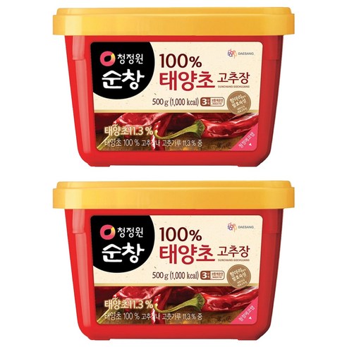 청정원순창 태양초 고추장, 500g, 2개
