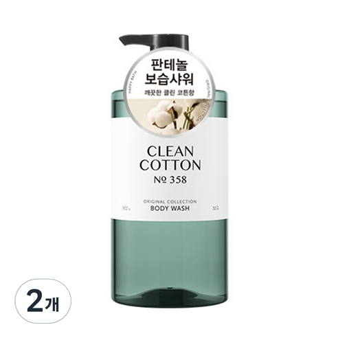 해피바스 오리지널 컬렉션 바디워시 클린코튼향, 910g, 2개