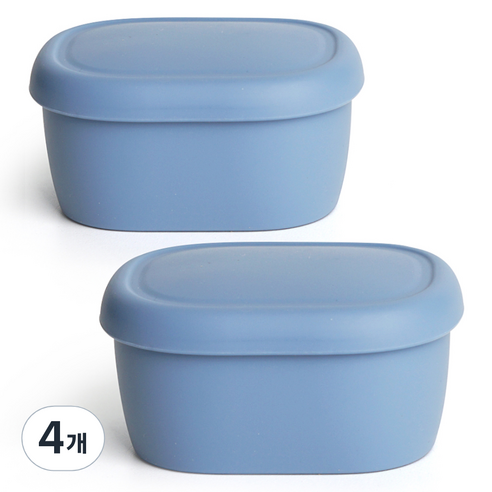 실리가든 실리콘 냉동밥 보관용기 다크블루 200ml, 4개