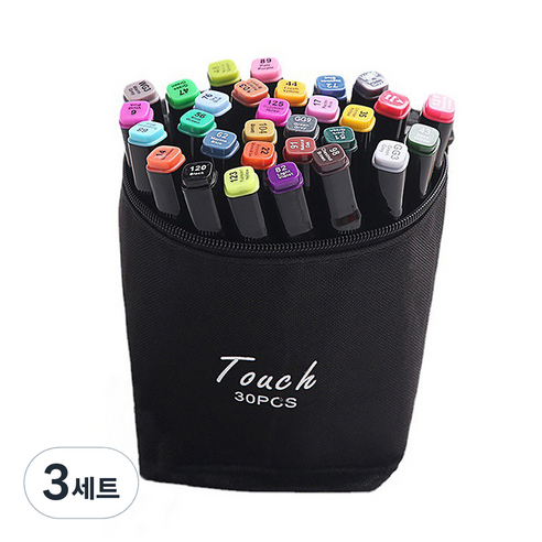 터치 고발색 마카펜 30종 + 파우치 세트, 3세트, 30색