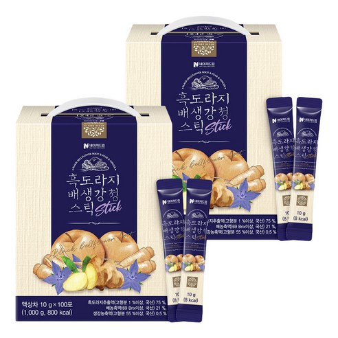 네이처드림 흑도라지 배 생강청 스틱 100p, 1kg, 2개