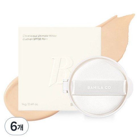 바닐라코 커버리셔스 얼티밋 화이트 쿠션 파운데이션 리필 14g, 21 아이보리, 6개