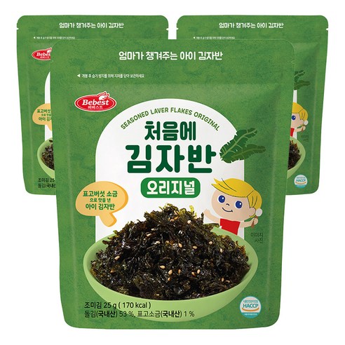 베베스트 유아용 처음에 김자반, 오리지널, 25g, 3개
