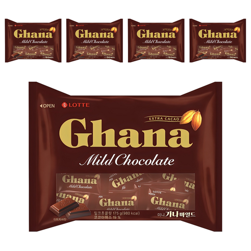 가나 마일드 초콜릿, 175g, 5개