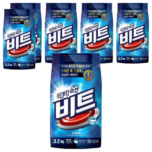 비트 분말세제 일반용 리필, 3.2kg, 6개