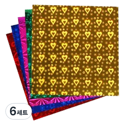 미소로운 홀로그램 이벤트 종이접기 컬러 믹스 10 x 10 cm 100p 세트, 6세트, 5색