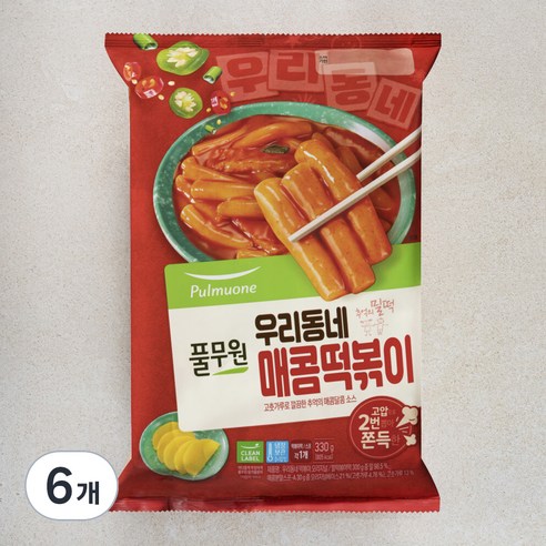 풀무원 우리동네 매콤떡볶이 2인분, 330g, 6개
