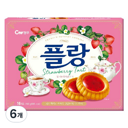 청우식품 플랑 딸기 타르트 쿠키, 160g, 6개