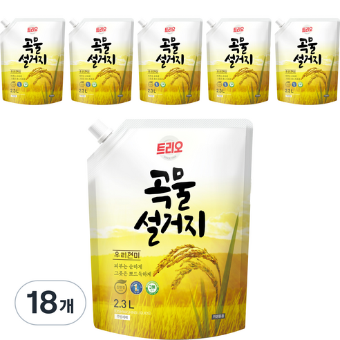 트리오 곡물설거지 우리현미 주방세제, 2.3L, 18개