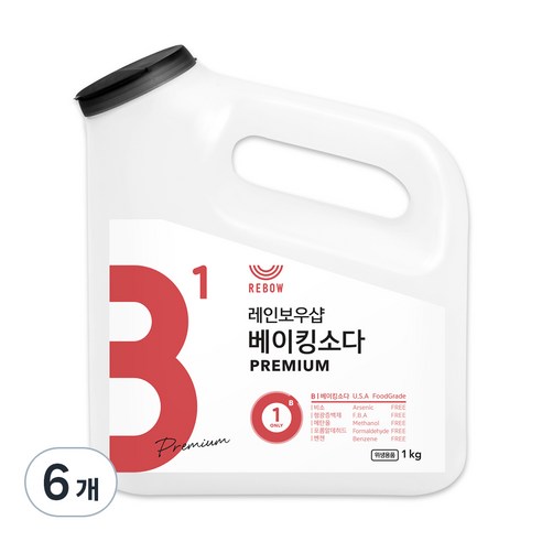 레인보우샵 베이킹소다 프리미엄 세정제 왕톡톡이 본품, 1kg, 6개