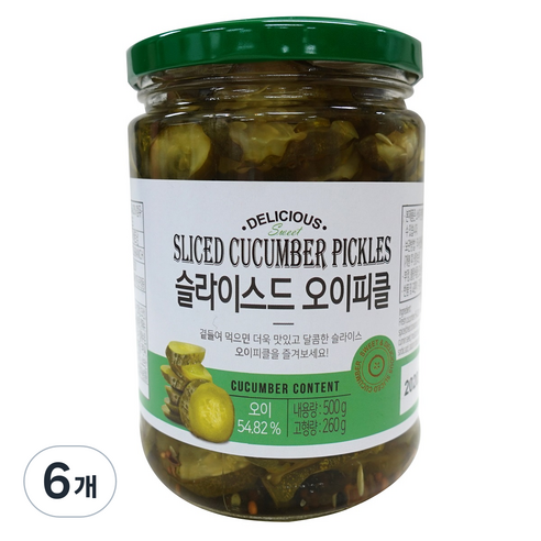 센푸드 슬라이스드 오이피클, 6개, 500g