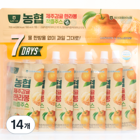 농협 제주감귤 한라봉 착즙주스, 100ml, 14개