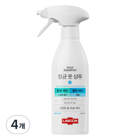랩신 항균 풋샴푸 쿨링케어 클린 허브향, 1개입, 4개, 410ml