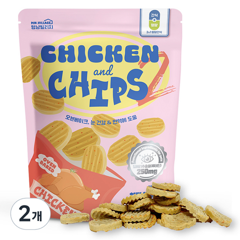 멍냥빌리지 강아지 칩스 말랑한 영양간식, 치킨맛, 100g, 2개