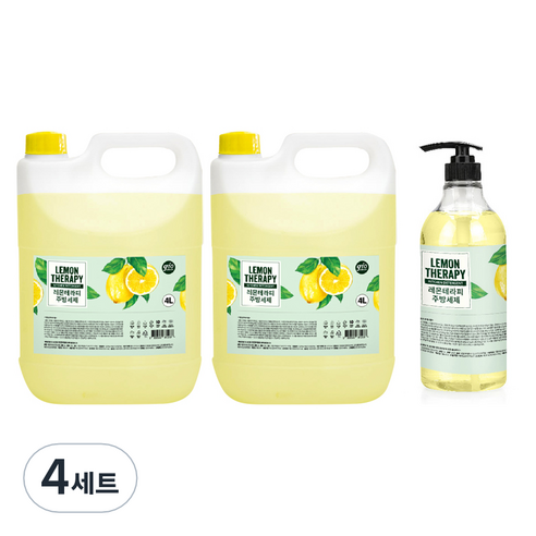 지오클린 레몬테라피 주방세제 4L x 2p + 공병 1L 세트, 4세트
