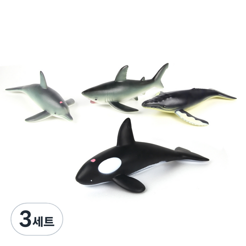 우토 소프트 미니 피규어 바다 동물 4종 세트, 3세트